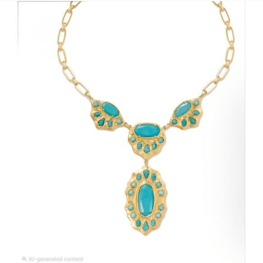 Kendra Scott 14K GOLD PLATED MONTANA TURQUOISE STATEMENT NECKLACE NWT
